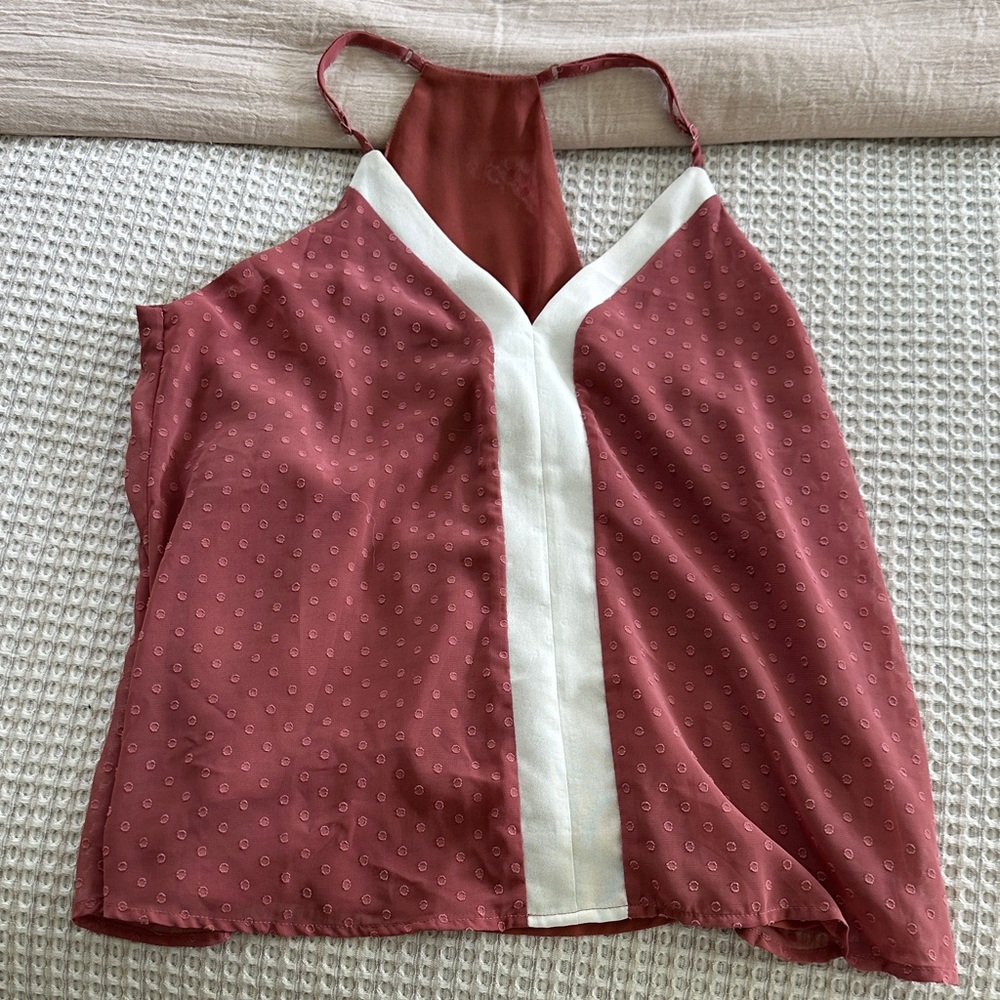 SHEIN Pink and White Tank Top